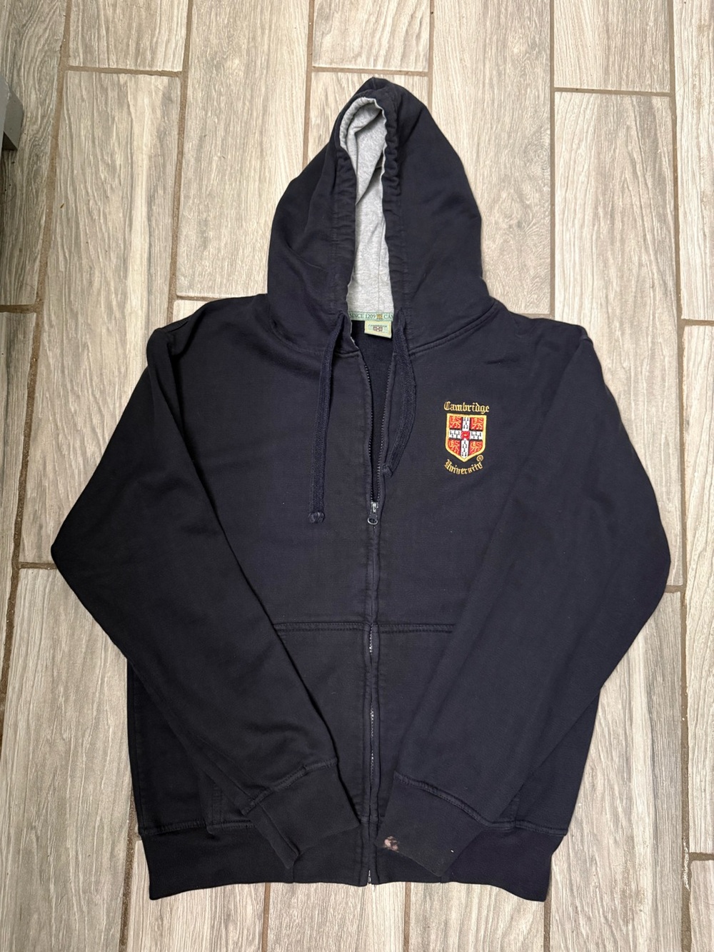Vintage Cambridge University Black Zip Up Jacket Size Large